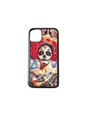 Skull Face Tattoo Art Phone Case - Red Floral Design